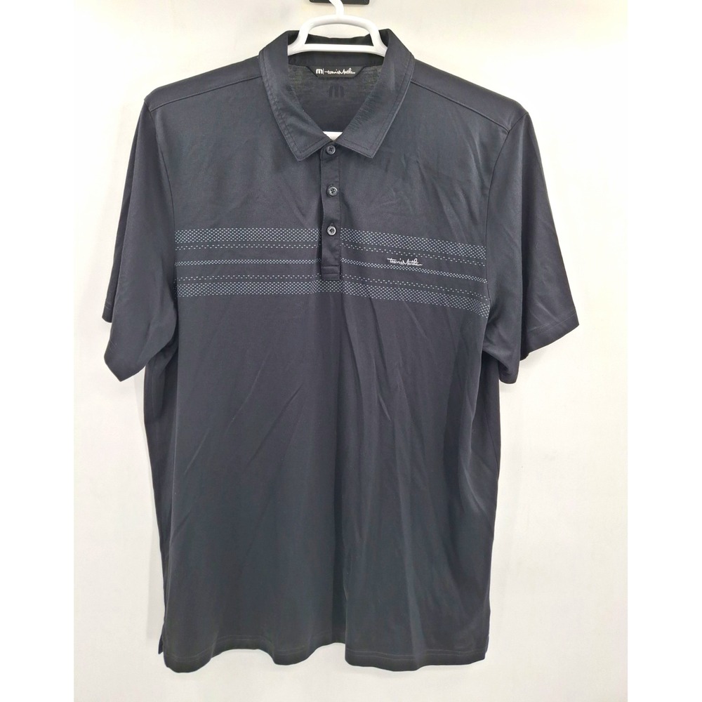 Travis Mathew Golf Shirt Mens XXL Black Gray Polo Golfing Short Sleeve